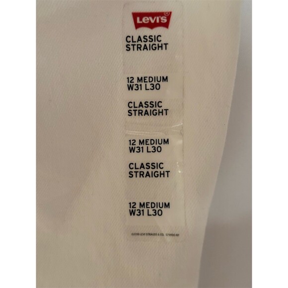 Levi’s Classic Straight Jeans Womens Size 12 White Mid Rise W31 L30 - Picture 6 of 10